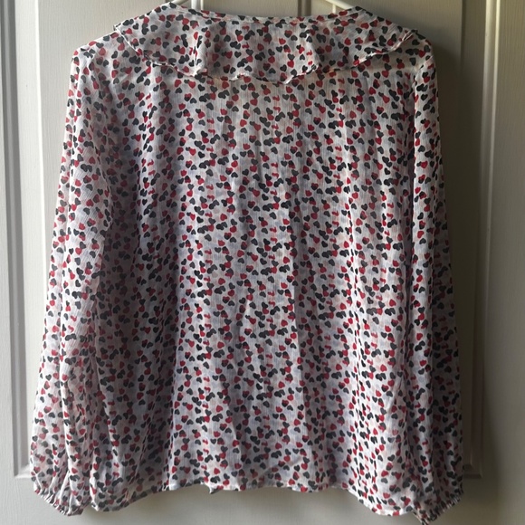 Loft Outlet sheer, with ruffle and V neck with ruffle button down Blouse.. - Picture 2 of 13